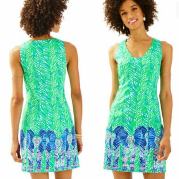 Lilly Pulitzer Dresses & Skirts - Lilly Pulitzer Toucan Green Costa Verde Elephant Print Tandie Sheath Dress 6